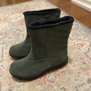 Columbia Women's Dark Green Quilted Winter Boots 5